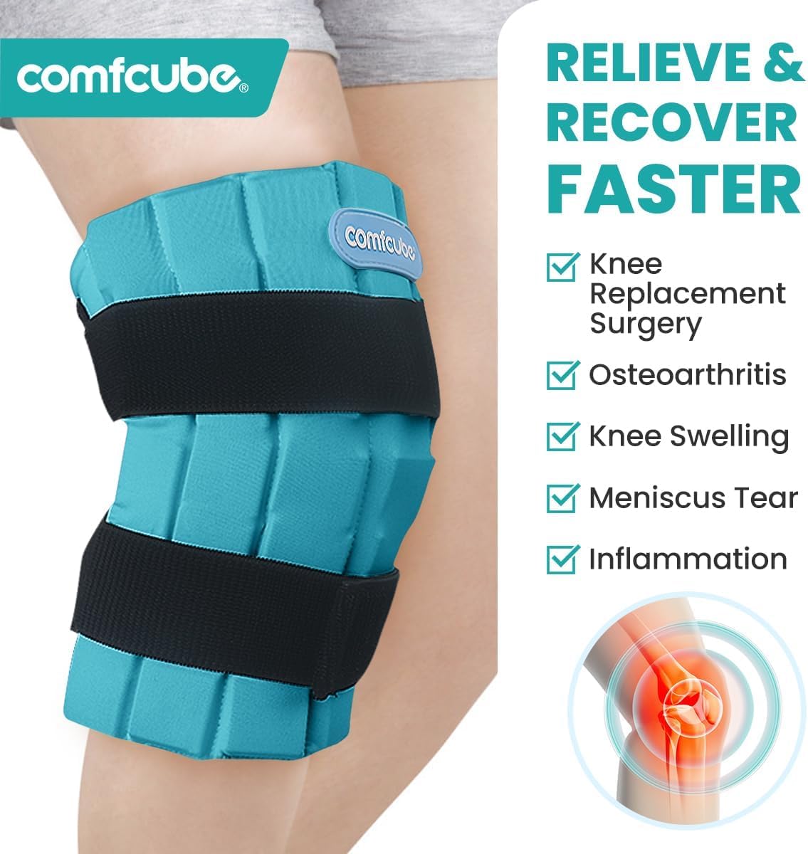 Ice Pack for Knee Pain Relief, 2 Hours Long Lasting Cold Pack for Knee Injuries, Cold Therapy Flexible Ice Pack Wrap for Knee Replacement Surgery, Swelling, ACL, Meniscus Tear