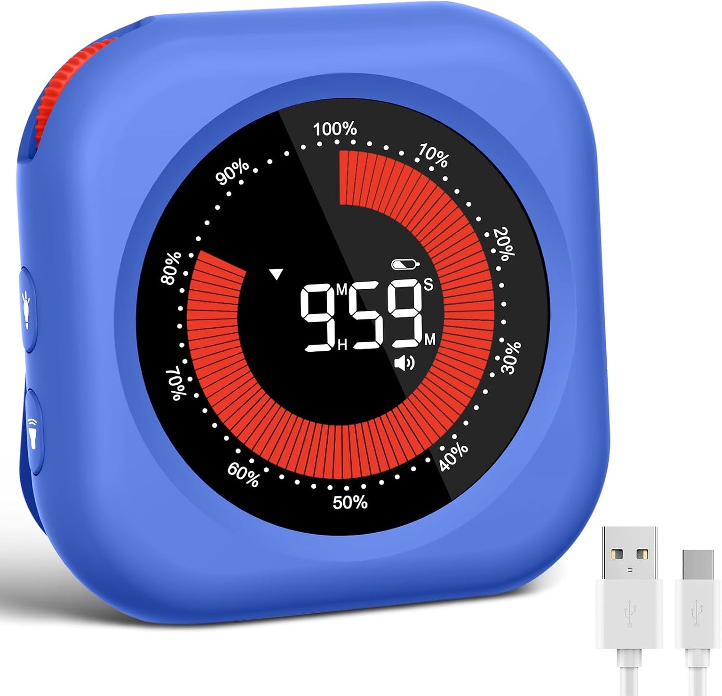 Rechargeable Digital Kitchen Timer for Cooking, Magnetic Timers with Countdown/up, Kids Timer with 5”LED Display 3 Brightness 4 Volume Adjustable for Classroom/Office/Home/Work/Fitness/Game（Blue）