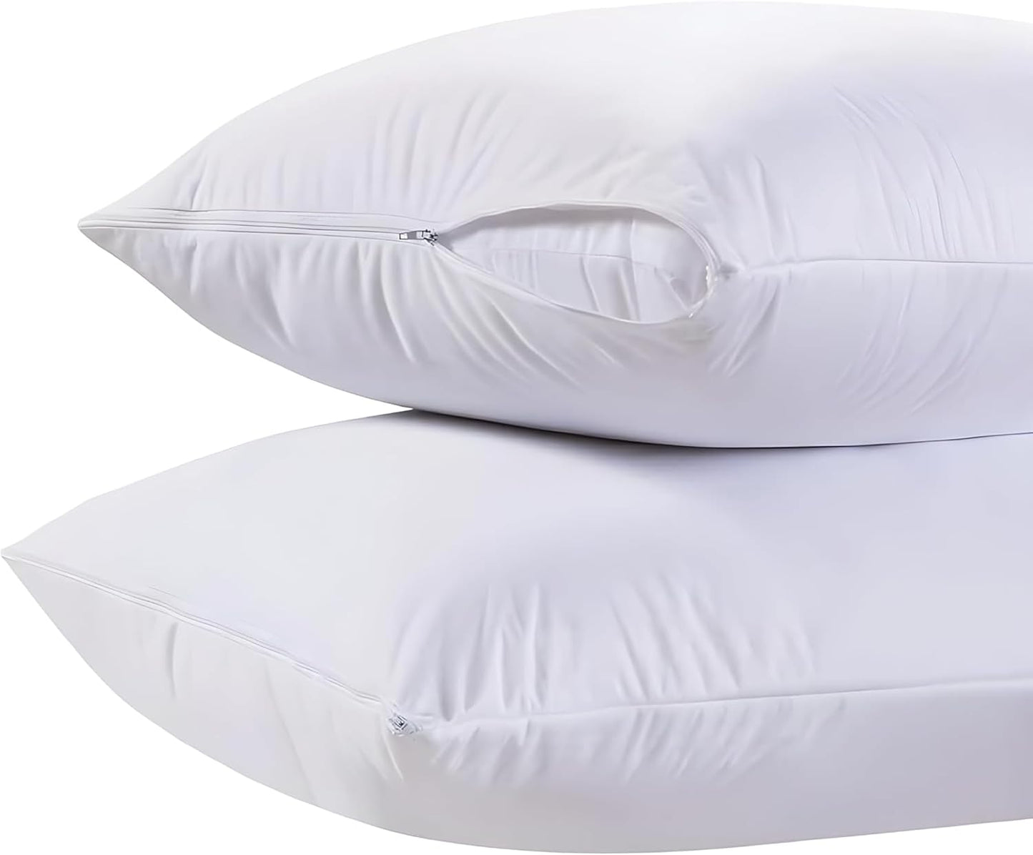 White Classic King Pillow Covers with Zipper 2 Pack - 20 x 36 Ultra-Soft, Cozy and Noiseless King Pillow Protector, 200 Thread Count, Fade-Resistant Pillow Shams