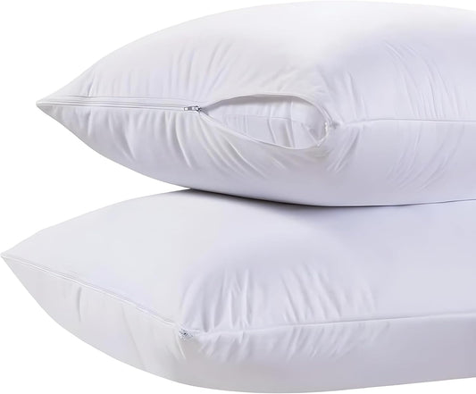 White Classic King Pillow Covers with Zipper 2 Pack - 20 x 36 Ultra-Soft, Cozy and Noiseless King Pillow Protector, 200 Thread Count, Fade-Resistant Pillow Shams