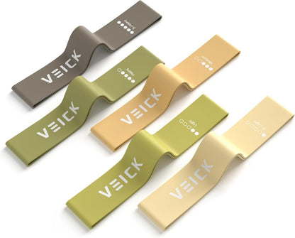 VEICK Resistance Loop Bands Set of 5, Exercise Bands with 5 Resistance Levels, Stackable Workout Bands for Strength Training, Pilates, Fitness Gear for Men Women Home Gym Office Travel