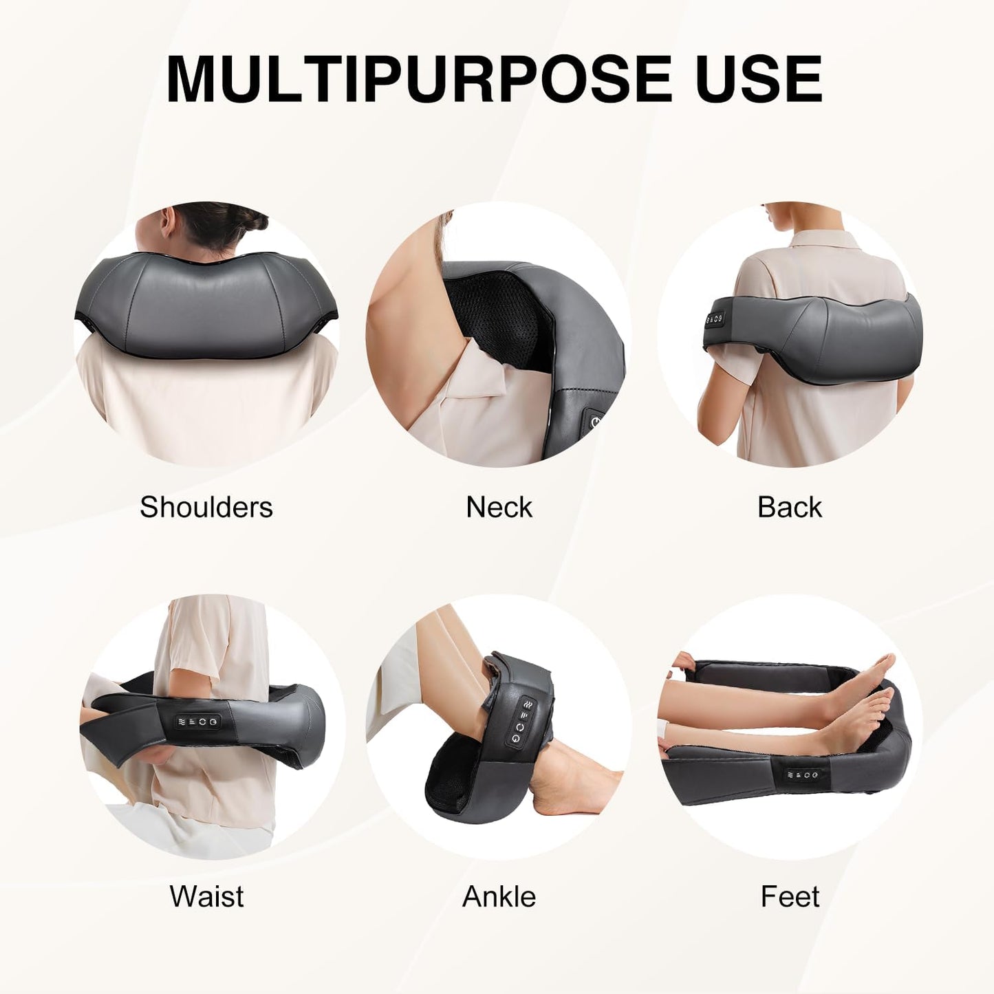 Nekteck Shiatsu Neck Massager with Heat for Pain Relief Deep Tissue, 2026 Upgraded 3D Back Shoulder Kneading Massage Pillow, Body Muscle Relaxation Tools Gifts for Him Her, Blue (NOT Cordless)