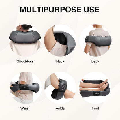 Nekteck Shiatsu Neck Massager with Heat for Pain Relief Deep Tissue, 2026 Upgraded 3D Back Shoulder Kneading Massage Pillow, Body Muscle Relaxation Tools Gifts for Him Her, Blue (NOT Cordless)