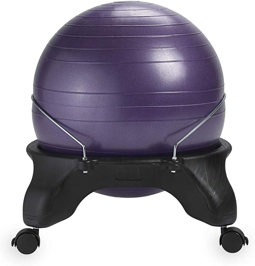 Gaiam Classic Balance Ball Chair – Ergonomic Stability Chair for Desk & Office | Yoga Ball Seat with Base, Air Pump, & Exercise Guide | Improves Posture & Core Strength (300 lb Capacity)