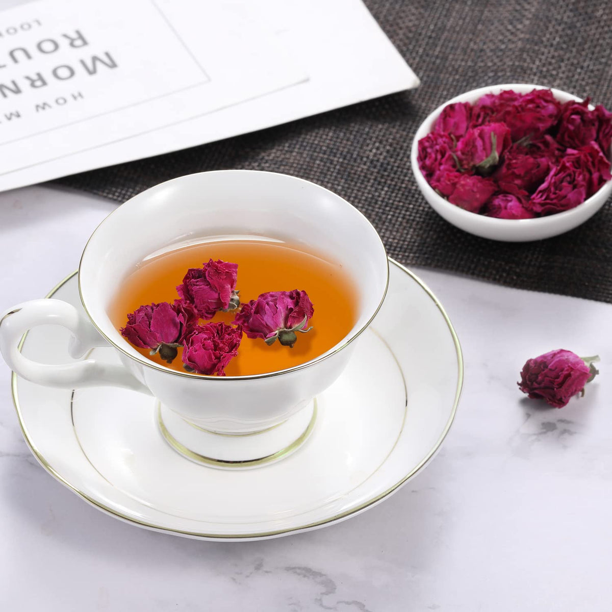 Goofoo Lanfei Dried Edible Whole Rose Buds Loose Leaf Herbal Tea 1.8 Oz