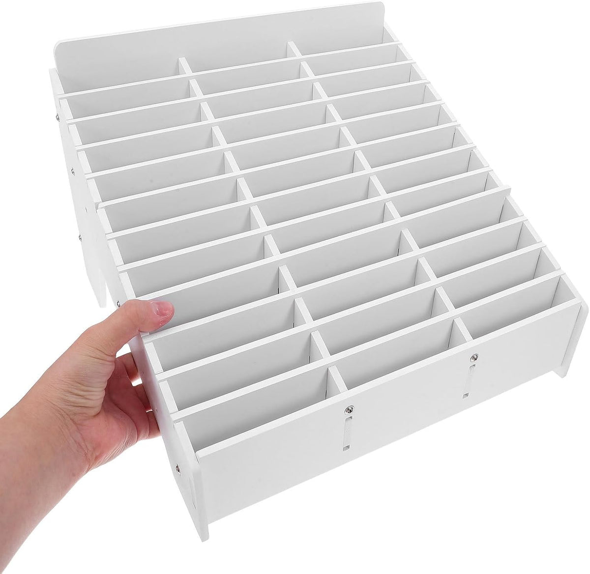 INOOMP 36-slot Phone Organizer Box Wooden Desktop Rack for Classrooms