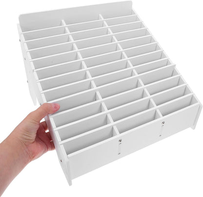 INOOMP 36-slot Phone Organizer Box Wooden Desktop Rack for Classrooms