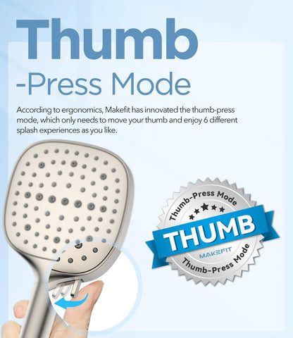 MakeFit Filtered Shower Head Black - 6 Modes High Pressure Handheld Shower Head with Filter Mineral Beads, Detachable Handheld Showerhead Set with Stainless Steel Hose and Shower Arm Bracket