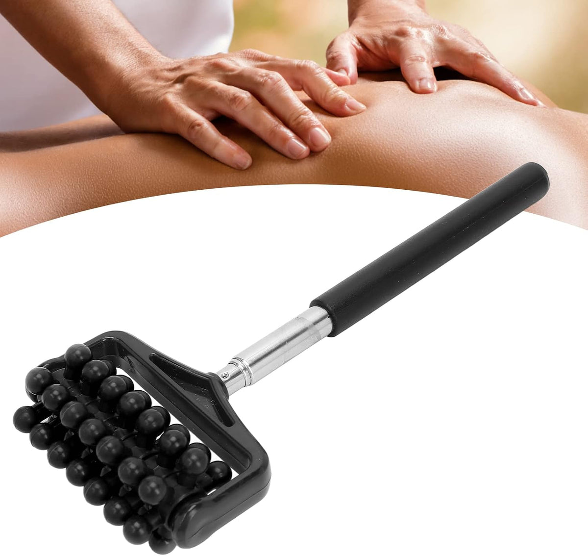 Ymiko Massage Stick for Men and Women – Telescopic Granular Body Roller for Neck, Back, Legs – Portable Home Muscle Relief Tool (Black)