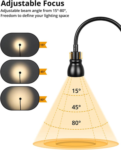 Amber Eye-Caring Book Light for Bed – Adjustable Clip Lamp with Zoomable Lens, Strong Clamp, and Flexible Neck, Ideal for Reading, Studying, and Knitting