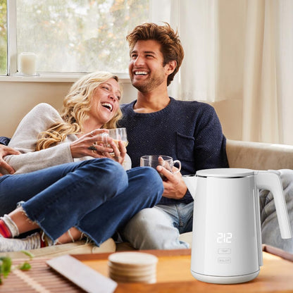 Electric Kettle with Digital Display & Temperature Control, 1.0L Stainless Steel Water Boiler, 1200W Fast Boiling, 4H Keep Warm, BPA-Free Auto Shut-Off, Tea Coffee Kettle for Home Office 120V, White