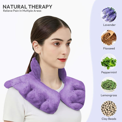 Microwavable Heat Pad for Neck and Shoulders, Weighted Microwave Moist Heating Wrap for Pain Relief Sore Muscle Stress Tension, Heated Wrap with Aromatherapy, Hot & Cold Compress, Grey