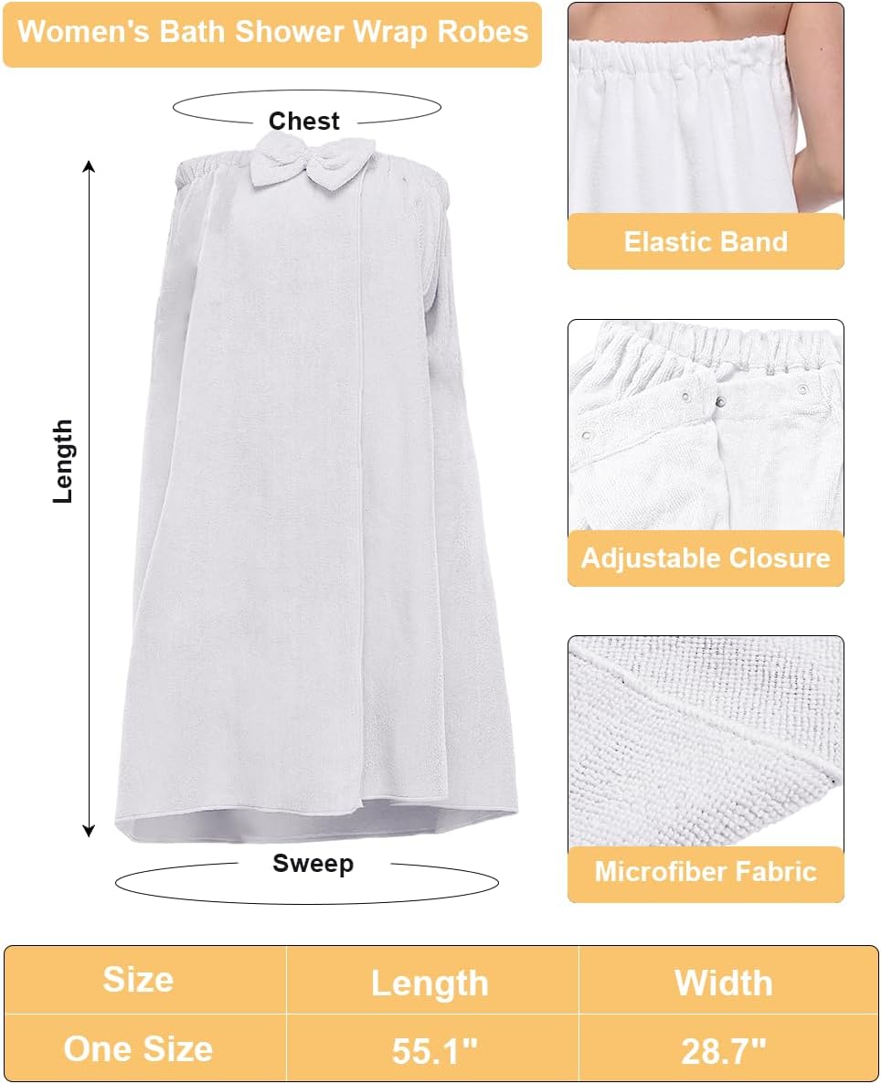 goodmansam Women's Shower Wrap Robes Spa Body Wrap Bathrobe Ultra Absorbent Cover up Towels