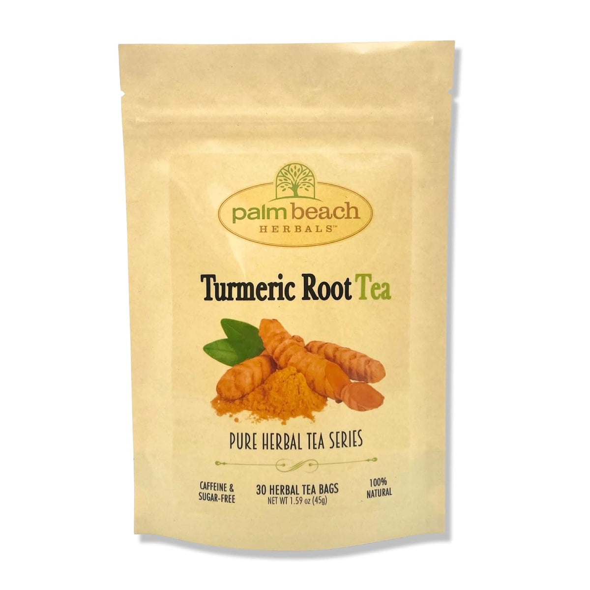 Palm Beach Medicinal Herbs - Turmeric Root Tea - Pure Herbal Tea Series, 30ct