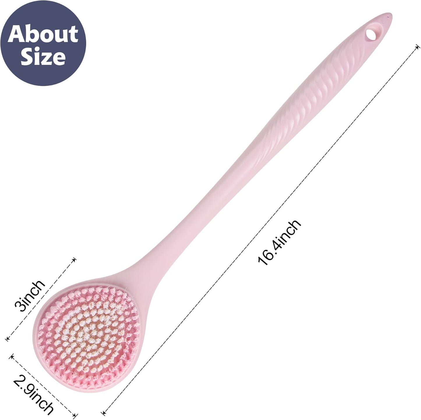 BEDELITE Back Scrubber for Shower, Soft Bath Brush Long Handle for Men & Women(16.4 Inches), Anti Slip Body Scrubber Exfoliator for Cleaning(Blue)