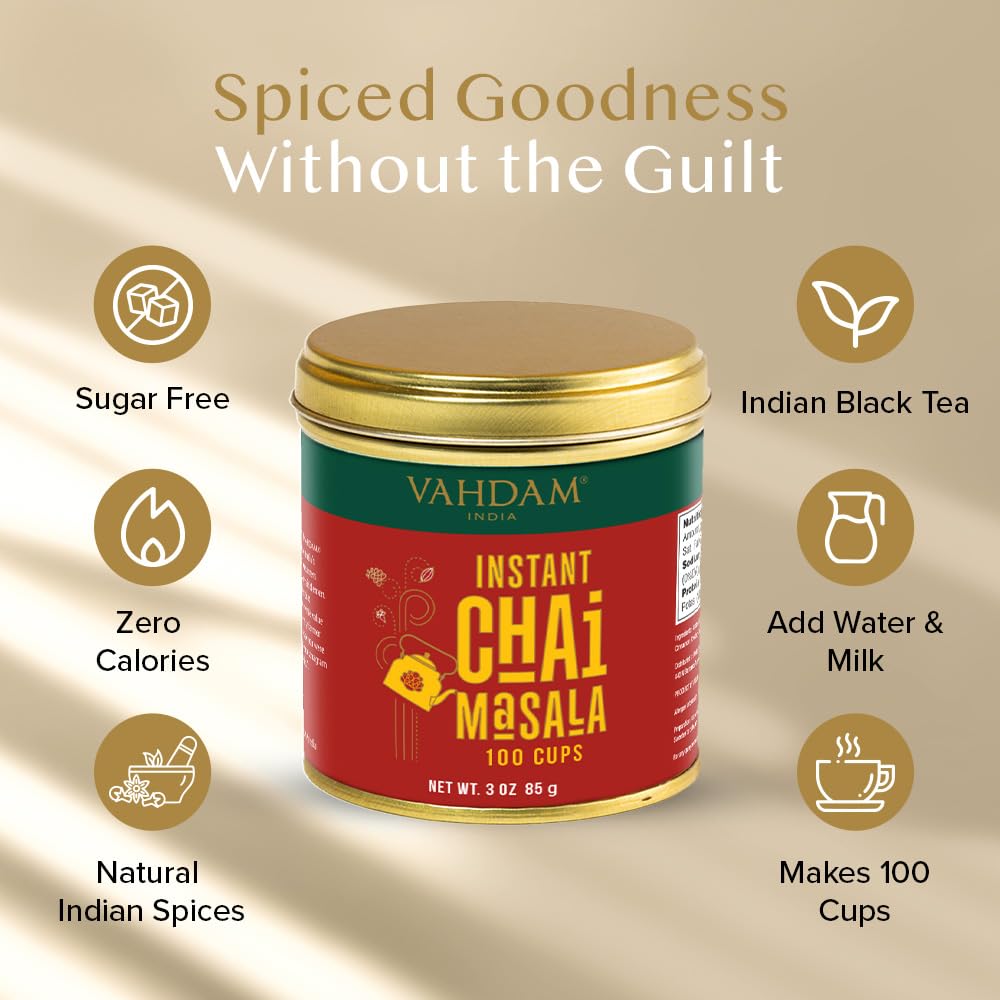 VAHDAM Instant Chai Latte(7.7oz|10 Sachets) Authentic Indian Chai Tea