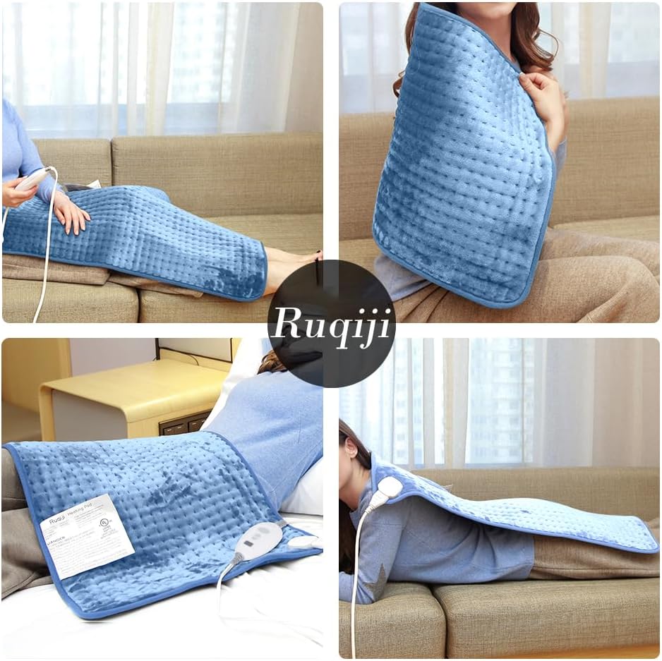 Ruqiji 19" x 24" Weighted Neck&Shoulder Heating Pad, 2.5lbs with 12 Temperature Settings&Countdown Timer,Pain Relief for Neck/Shoulders/Menstrual Pain(Dark Gray)
