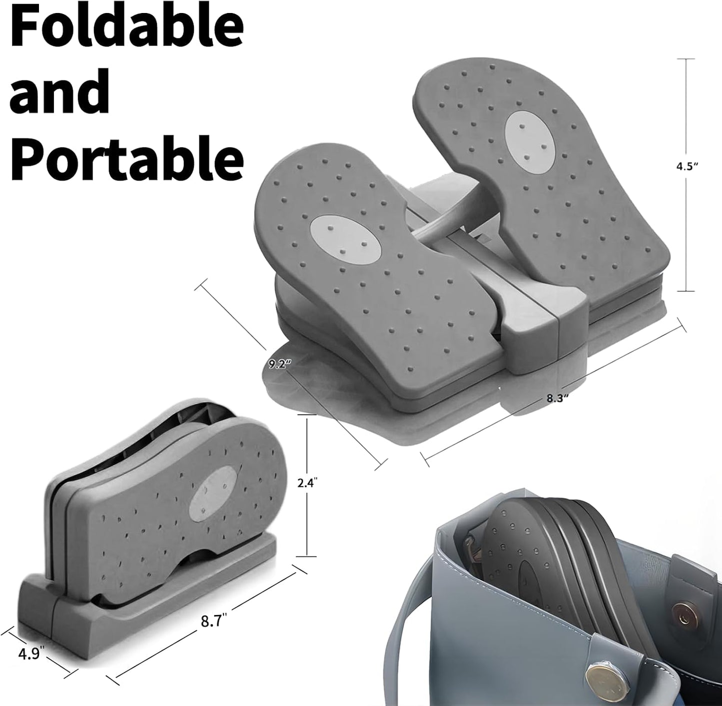 Mini Foldable Leg Exerciser | Portable Foot Pedal Exercise Machine | Under Desk Stepper for Leg Muscle Training, Leg Circulation & Home Office Use