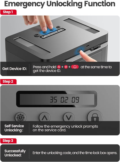Vaydeer Metal Time Lock Box, Phone Lock Box with Timer for Focus & Wellness