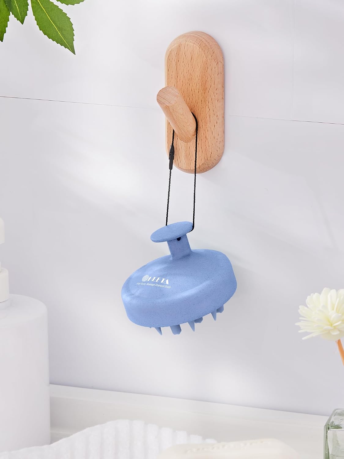 HEETA Hair Scalp Massager for Hair Growth, Shampoo Brush, Scalp Scrubber Exfoliator with Soft Silicone Bristles for Dandruff Removal to Relieve Stress, Wet Dry Use Updated Material, Beige