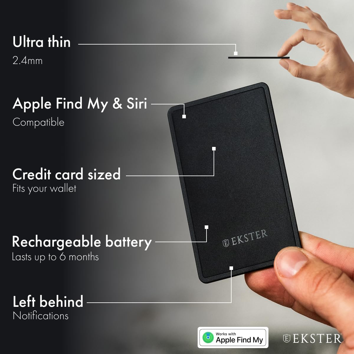 Ekster Finder Card,Wallet Tracker Card,Rechargeable Bluetooth Tracking Card