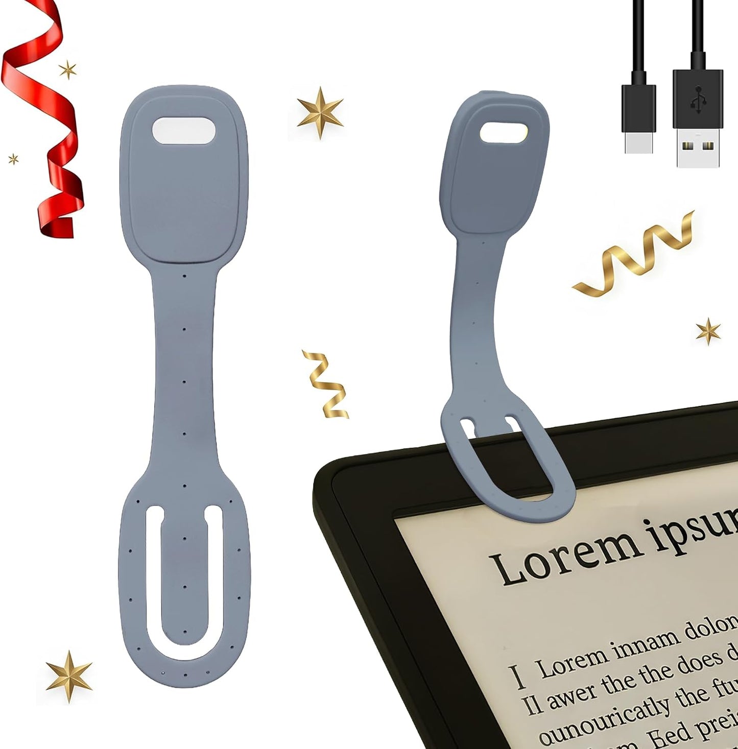 Rechargeable Kids Book Light, Cute Bookmark Reading Light for Kids, Dimmable Portable LED Book Light for Reading in Bed, Eye-Caring Bedtime Reading Lamp for Children & Travel, Black
