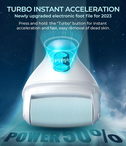 Foot Callus Remover for Feet, Rechargeable IPX7 Waterproof Pedicure Tool for Feet, 2 Speeds & Turbo Electronic Foot Scrubber, 90 Mins Long Lasting for Dead Skin & Cracked Heels, White