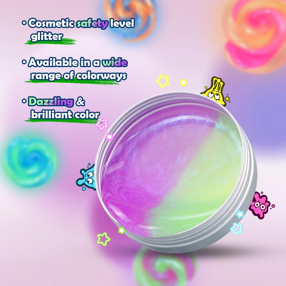 WATERELF Galaxy Putty Slime for Kids - Children's Day Gift, Fidget Sensory Artistic Therapy Putty Toys for Boys Girls Adults, Stress Relief Non-Sticky, 3.11 Inch 3.2 Oz – Golden/Red