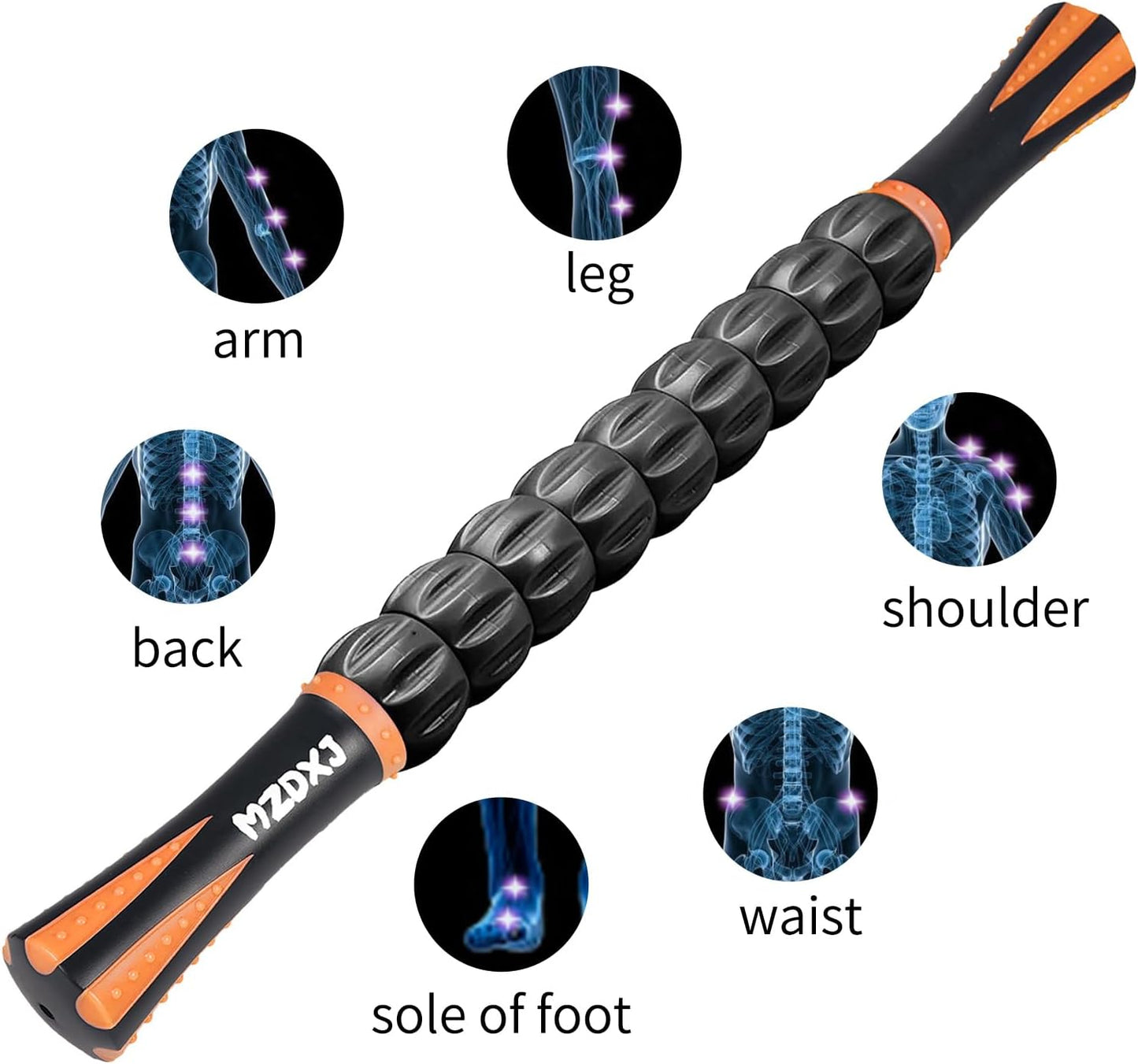 Muscle Roller Massage Roller Stick- Deep Tissue Fascia Blaster for Myofascial Pain Relief, Lymphatic Drainage & Body Sculpting, Handheld Physical Therapy & Recovery Tool (Pink black-18 inch)