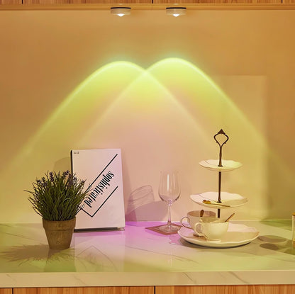 Sunset Visual Lamp Projector - Battery Powered, 2 Levels Brightness & Self-Adhesive LED Lights, Night Light for Home/Bedroom/Party/Photography (Rainbow)