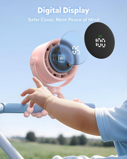 AMACOOL Baby Stroller Fan, Rechargeable Portable Clip on Fan, 17H Cooling