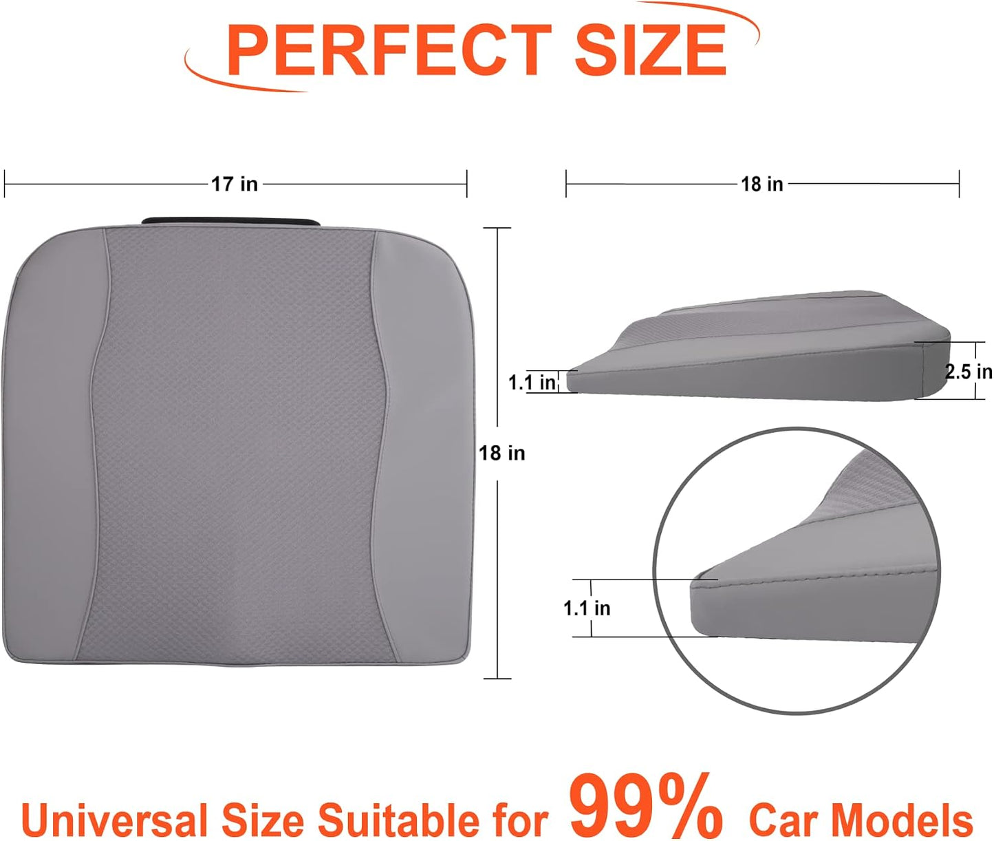 Lofty Aim Car Seat Cushion, Comfort Memory Foam Car Cushions for Driving - Sciatica & Lower Back Pain Relief, Driver Seat Pillow for Auto, Office Chair, Wheelchair - Black