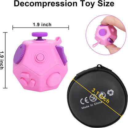 UOOEFUN Small Fidget Toys,12 Sided Fidget Toys,Mini Cube Toys Relief Stress,Autism and Anxiety Depression Anti for Kids Adults Improve Focus (Grey)