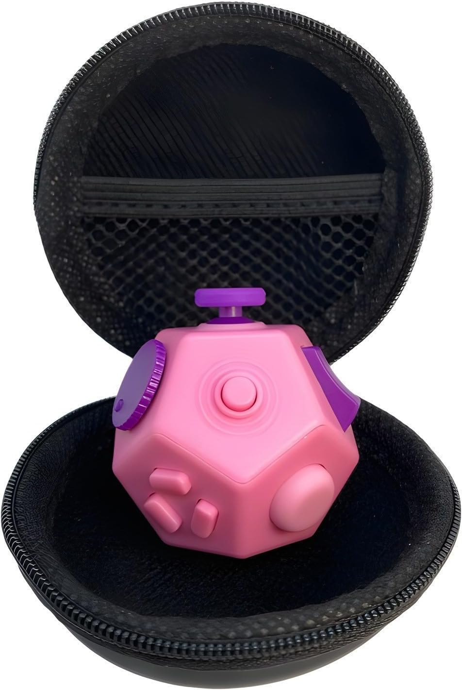 Small Fidget Toys Cube, Small Fidget Toy - 12 Sides Decompression Cube Anti Anxiety and Relief Stress Improve Focus Creative Unique Fidget Toy for Kids and Adults, with Carry Case(Black E1)