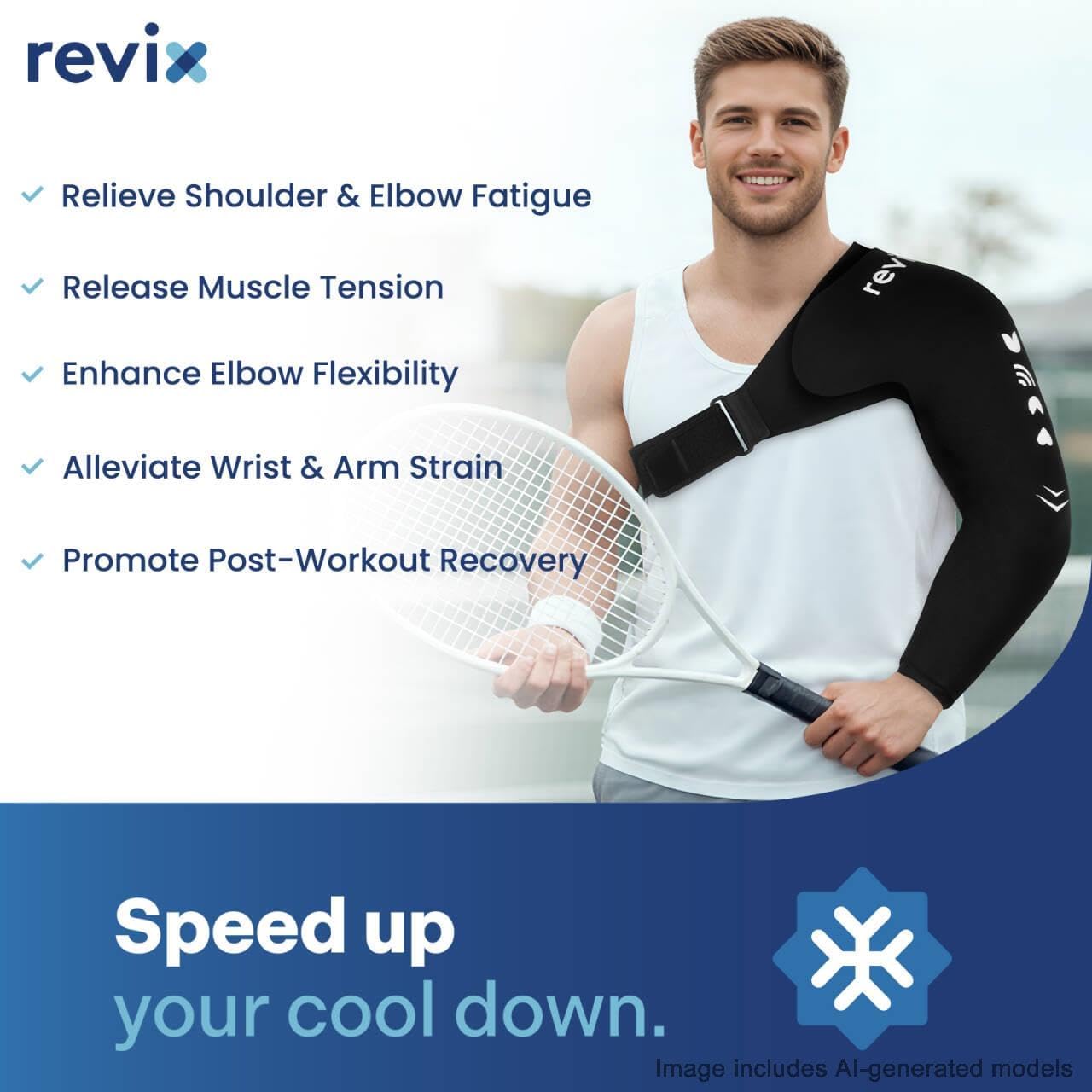 REVIX Arm Shoulder Ice Pack Wrap for Pitchers, Reusable Gel Cold Compression Therapy for Shoulder Throwing Recovery & Athletes, Elbow Ice Sleeve for Volleyball Player, Post-Workout Muscle Relief