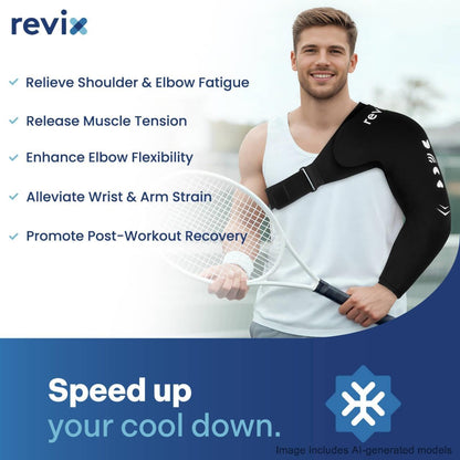 REVIX Arm Shoulder Ice Pack Wrap for Pitchers, Reusable Gel Cold Compression Therapy for Shoulder Throwing Recovery & Athletes, Elbow Ice Sleeve for Volleyball Player, Post-Workout Muscle Relief