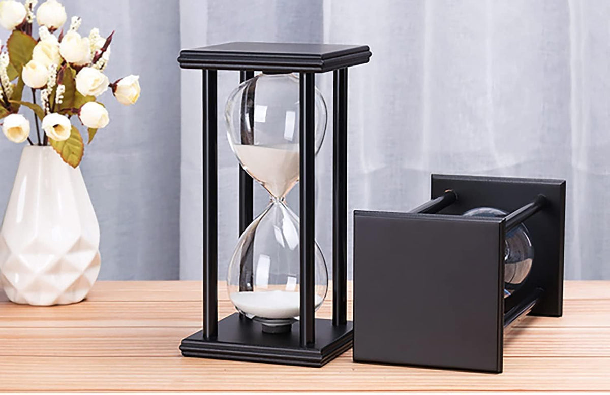 hourglas Sand Timer 30/60 Minutes Desktop Decorations Reloj de Arena ampulheta Sandglass (Black Sand,5.5 * 3.2 * 3.2inch,30min)