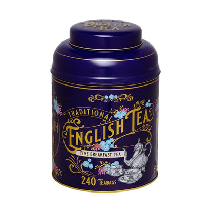 New English Teas Victorian Tea Tin with 240 Breakfast Tea Bags - Purple