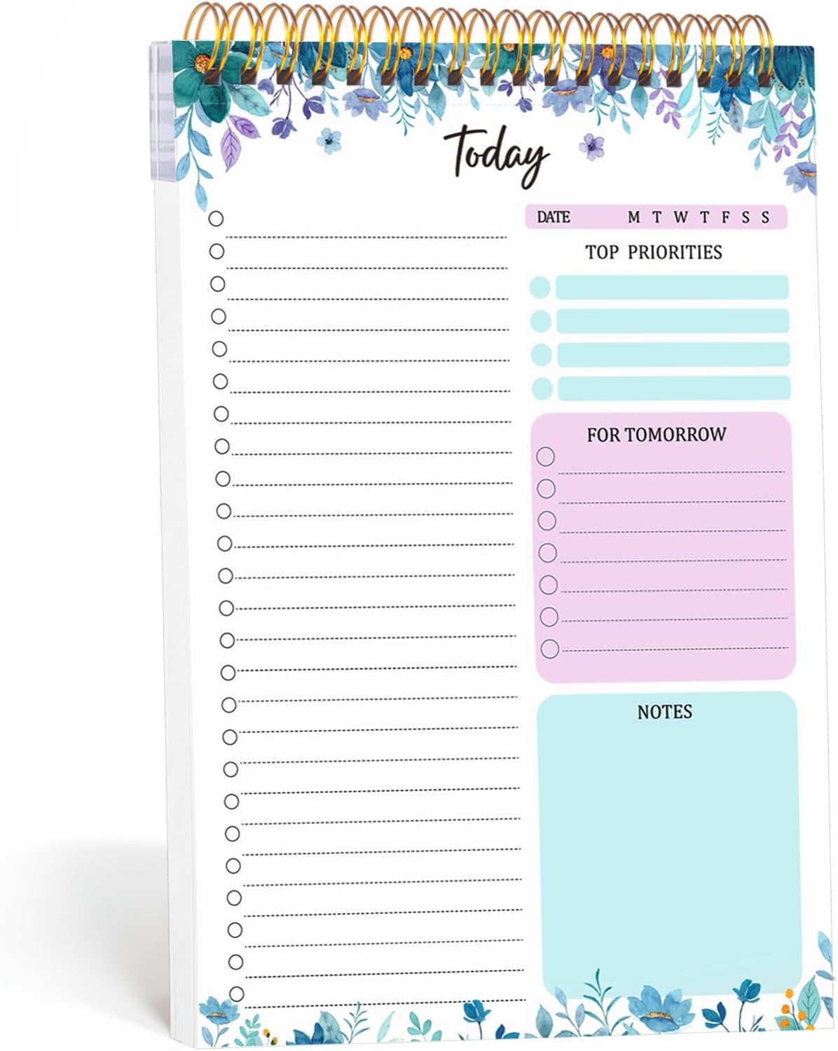 to Do List Notepad, Undated Daily Planner, 120 Pages, 6.7 x 9.8 in | 100 GSM FSC Paper, Plastic Cover, Spiral Bound, Tear-Off Pages, Task Checklist Layout For Home Office School Supplies