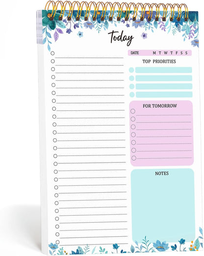 to Do List Notepad, Undated Daily Planner, 120 Pages, 6.7 x 9.8 in | 100 GSM FSC Paper, Plastic Cover, Spiral Bound, Tear-Off Pages, Task Checklist Layout For Home Office School Supplies