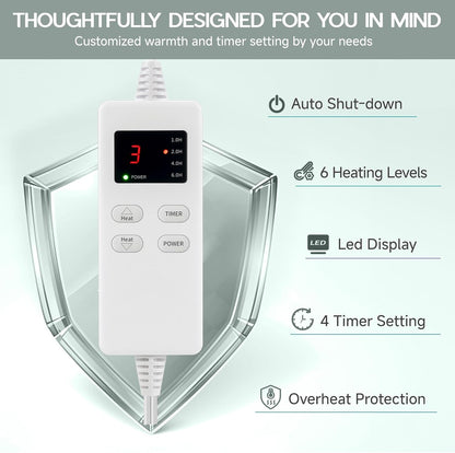 Heating Pad for Period Cramps, Heating Pad for Back/Neck/Shoulder Muscle Pain, 6 Heating & 4 Timer Setting, Auto Shut Off, Dry/Moist Heat & Machine Washable, Birthday Christma s Gifts for Women Mom