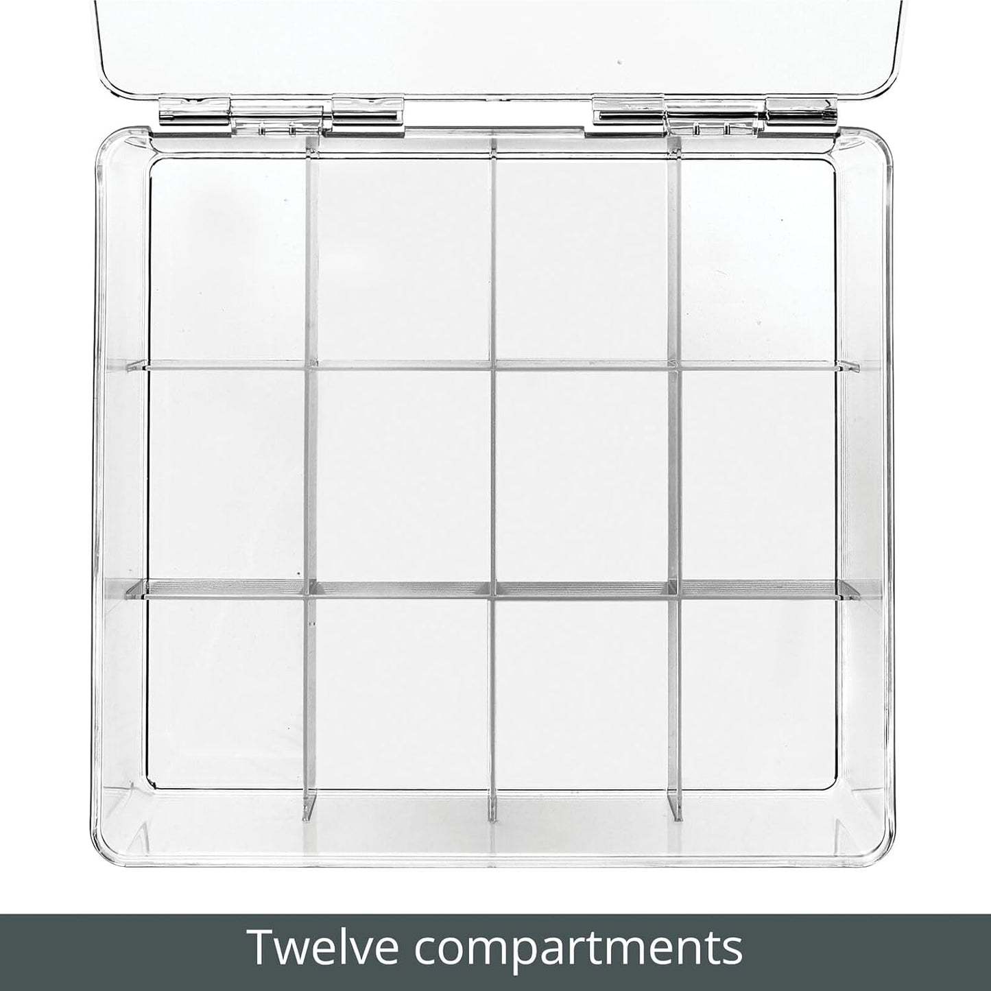 mDesign Tea Bag Single Serve Pouch Divided Box Holder Organizer, Clear