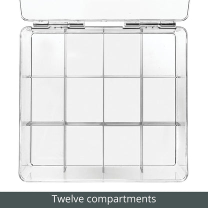 mDesign Tea Bag Single Serve Pouch Divided Box Holder Organizer, Clear