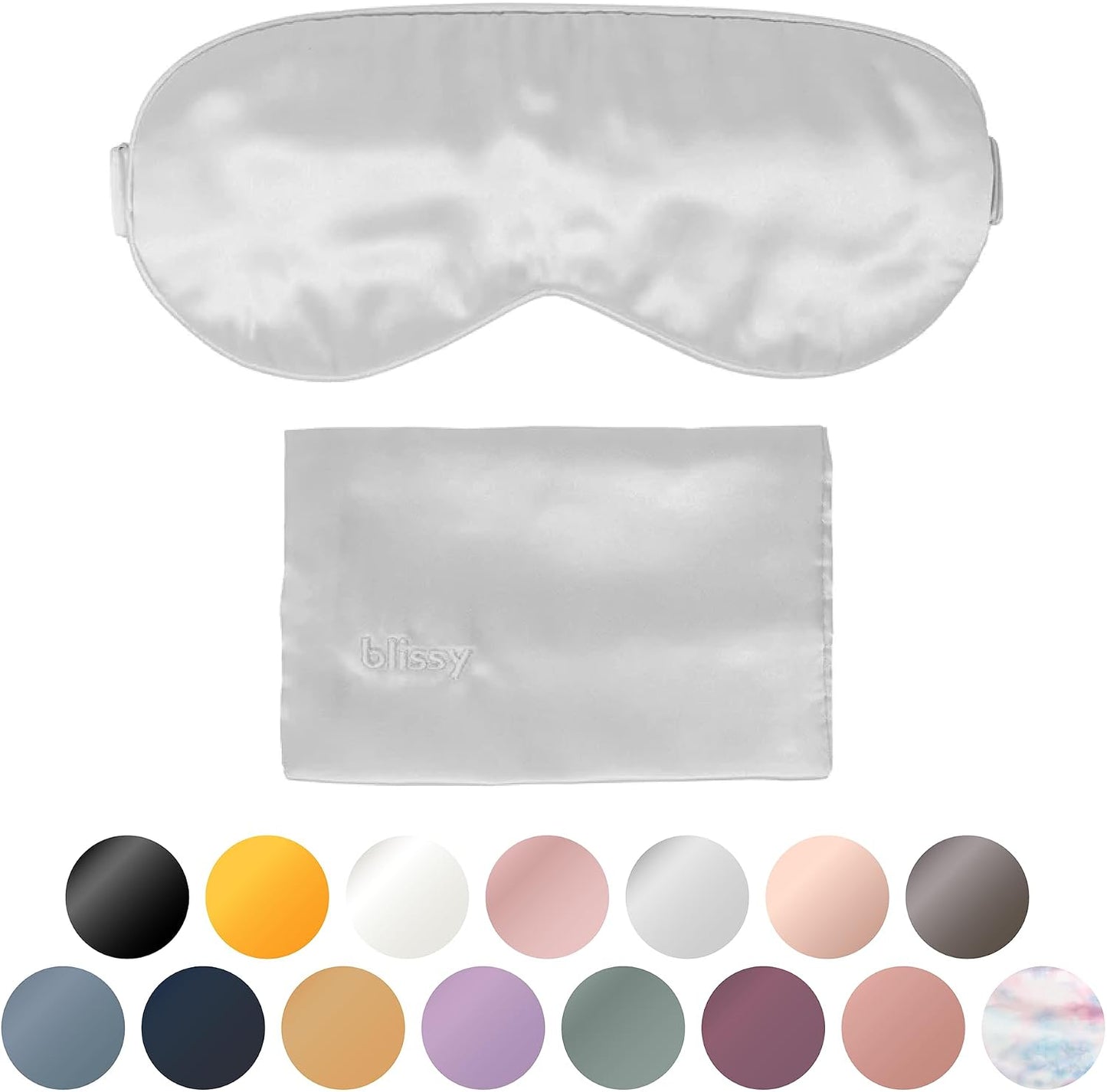 Blissy Silk Sleep Mask - Eye Sleeping Mask for Women & Men for Total Blackout - 100% Pure Mulberry Silk, 22 Momme 6a Fibers - Blindfold Sleep Mask Side Sleeper Eye Cover (Non Adjustable)