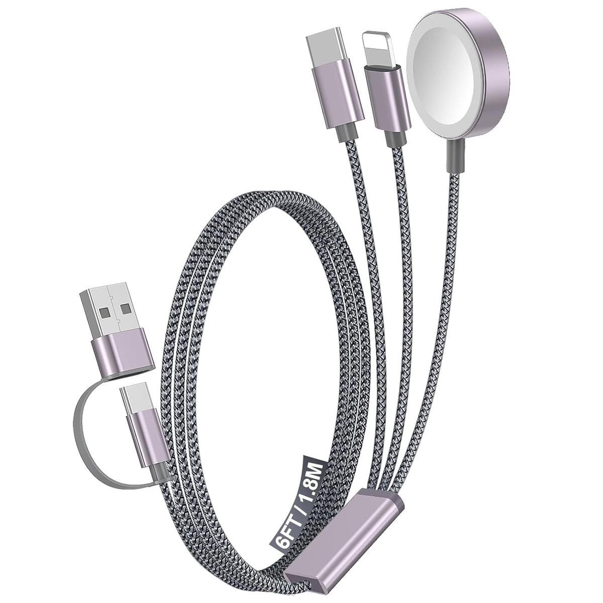 Travel Essentials for Apple Watch Charger,3-in-2 Multi Charging Cable