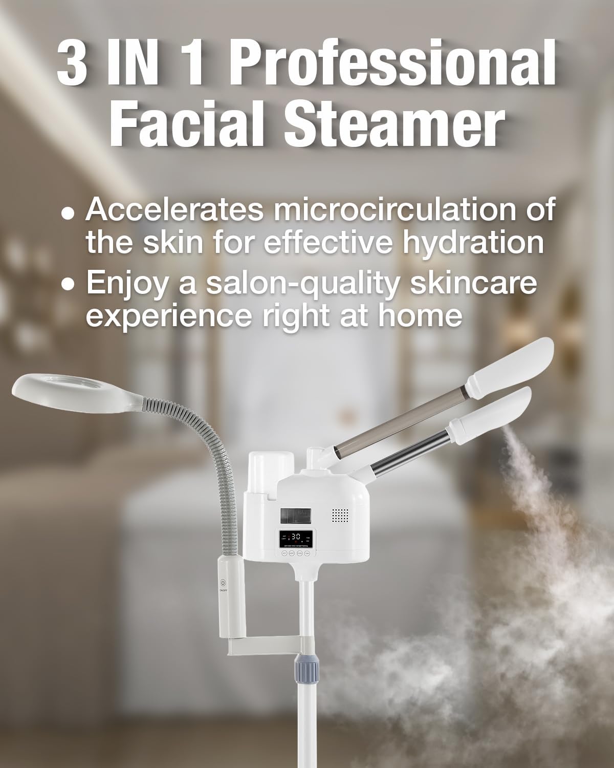 Professional Facial Steamer 3 in 1 Steamer for Face White