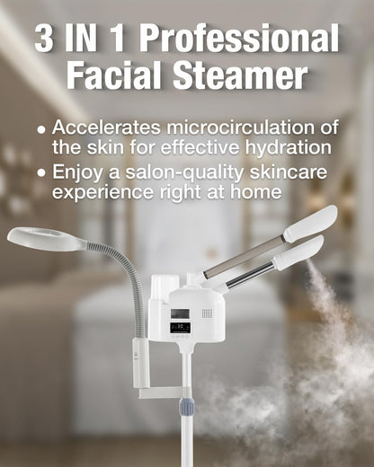 Professional Facial Steamer 3 in 1 Steamer for Face White
