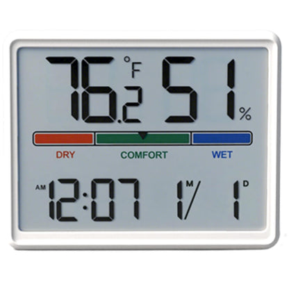 Digital Hygrometer Indoor Thermometer, Clock with Temp & Humidity, Temp Gauge with Comfort Indicator, Wall/Magnetic/Desk Alarm Clock for Bedroom, Baby Room, Office, Kitchen, Garage (White)