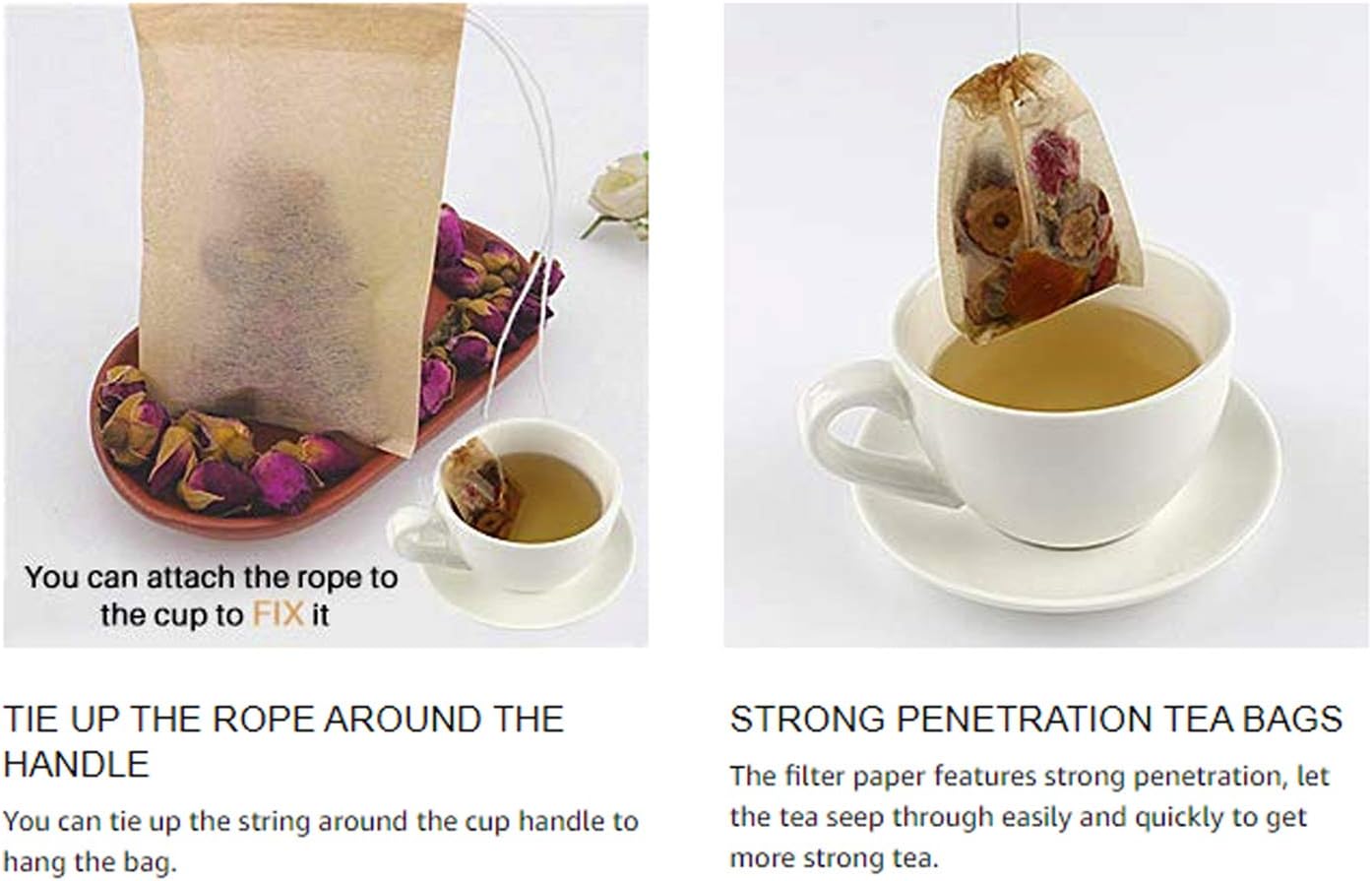 NEPAK 600 Pcs Disposable Tea Bags with Drawstring,Tea Filter Bags,Empty Tea Bags for Loose Leaf Tea(2.36 x 3.15 inch)