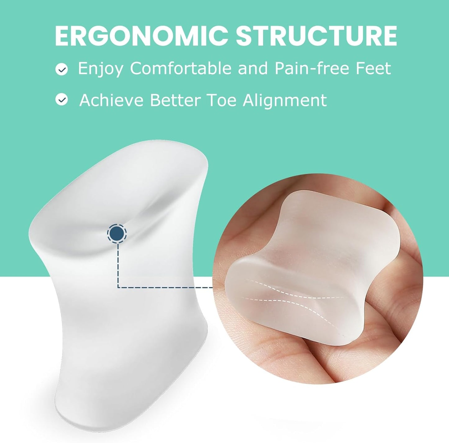 Welnove 12-Pack Gel Toe Separators – Bunion Pads – Toe Spacers for Straightening Overlapping Toes for Men and Women - Transparent